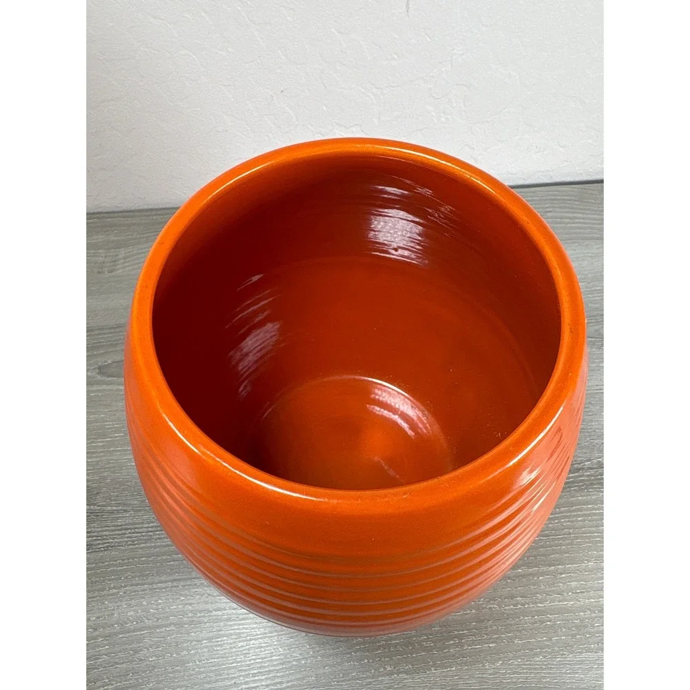Bauer Pottery Los Angeles Orange Green‎ Ringware Ceramic Cookie Jar Canister Lid